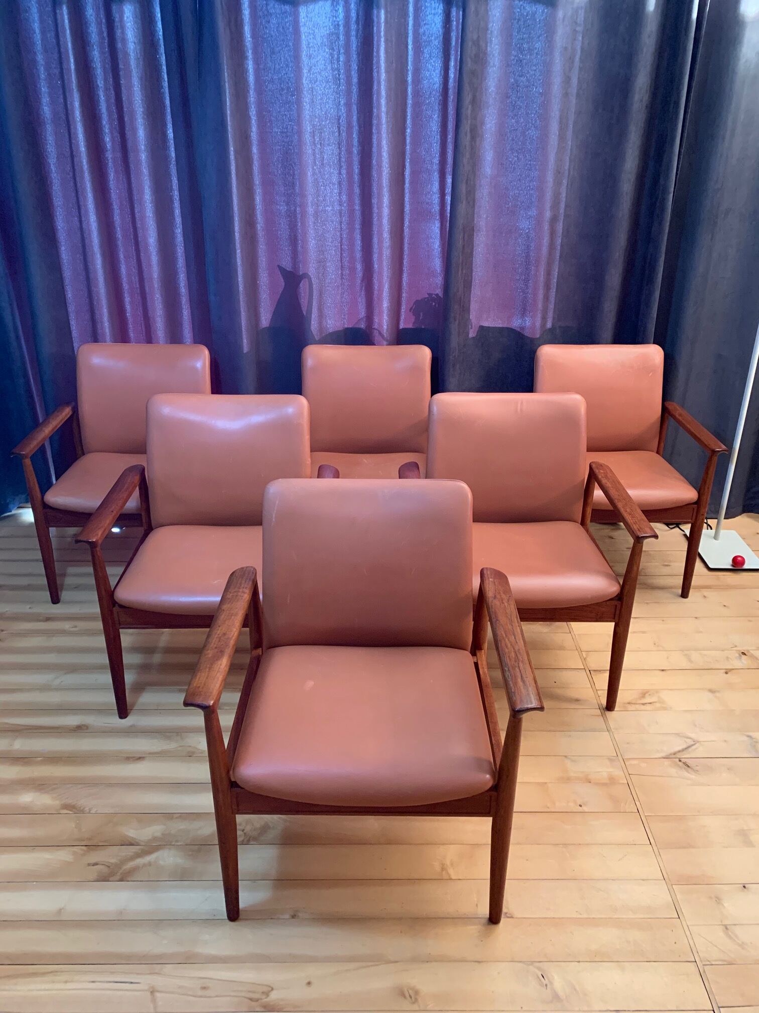 Set of six Diplomat armchairs, model 209 by Finn Juhl, Cado, 1960s