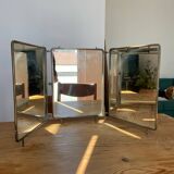 Metal triptych mirror from the 1950s