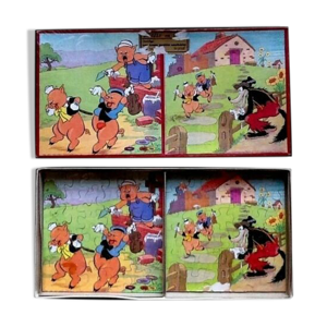 Boite puzzle les trois petits cochons,