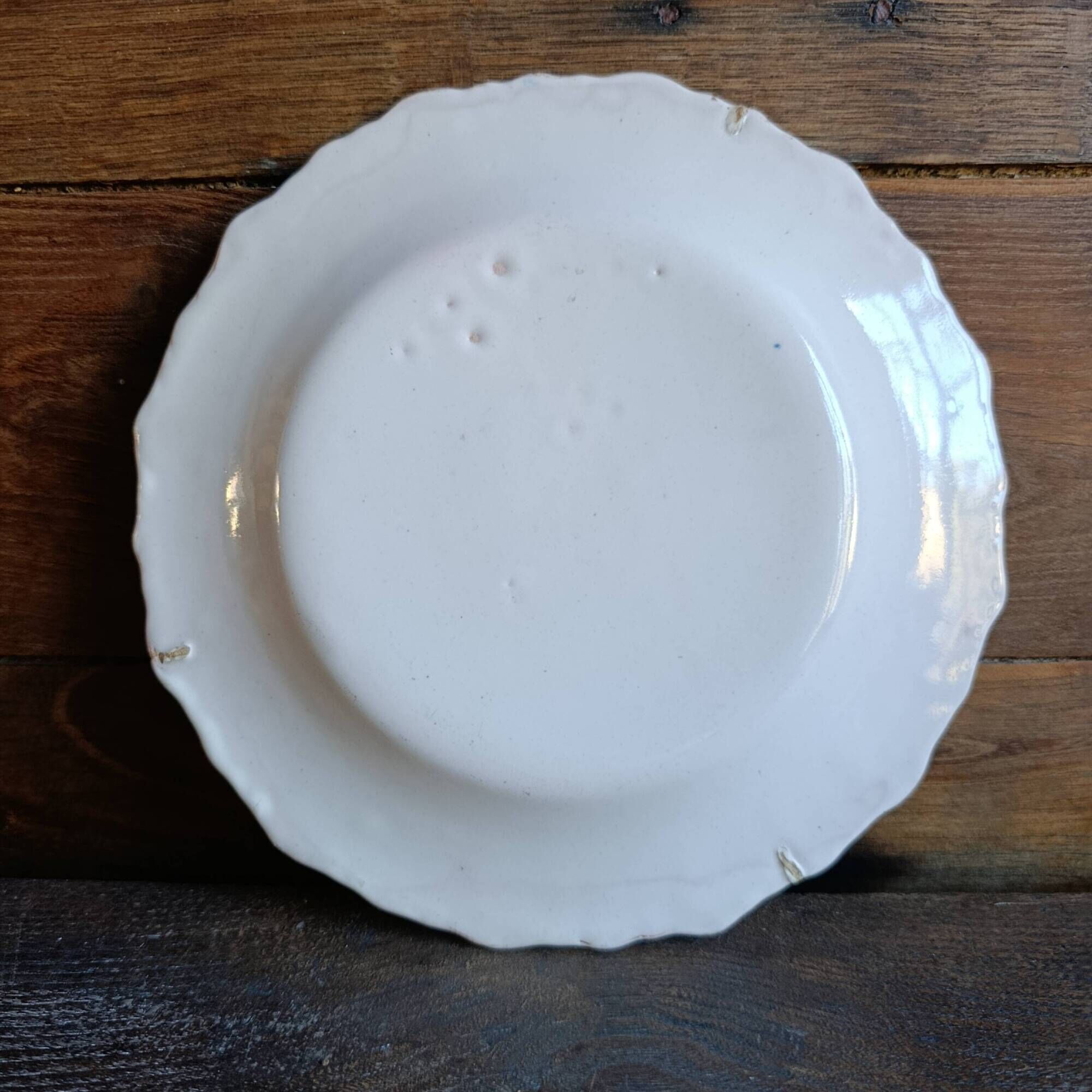 Pair of antique French faience plates, possibly Nevers, 19th century, hand-