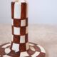 Handmade Brown Checkered Candlestick Holder