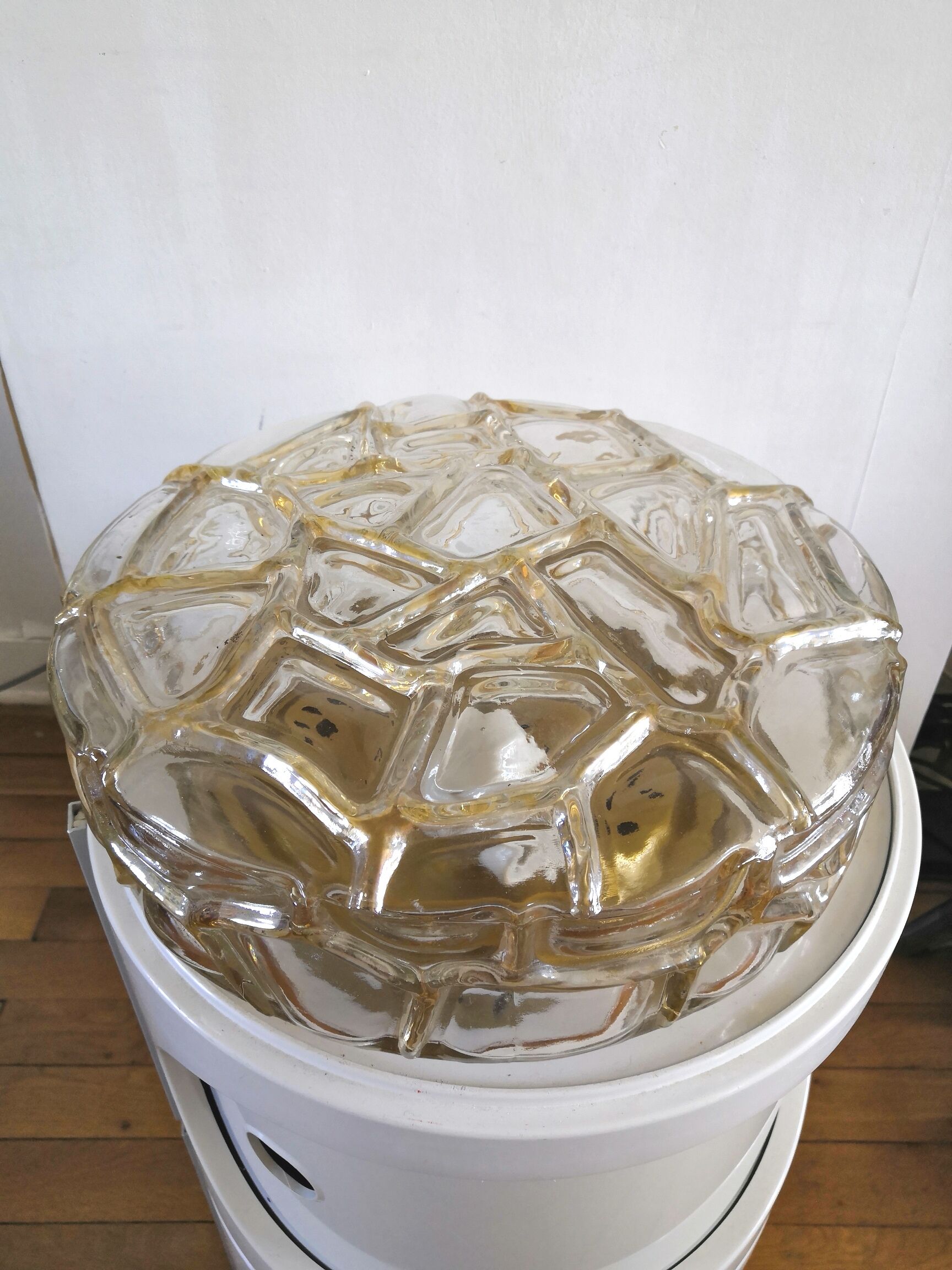 Vintage ceiling lamp in bubbled glass design Profassung 70s - 80s