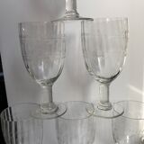 set of 6 large crystal wine glasses engraved early twentieth century