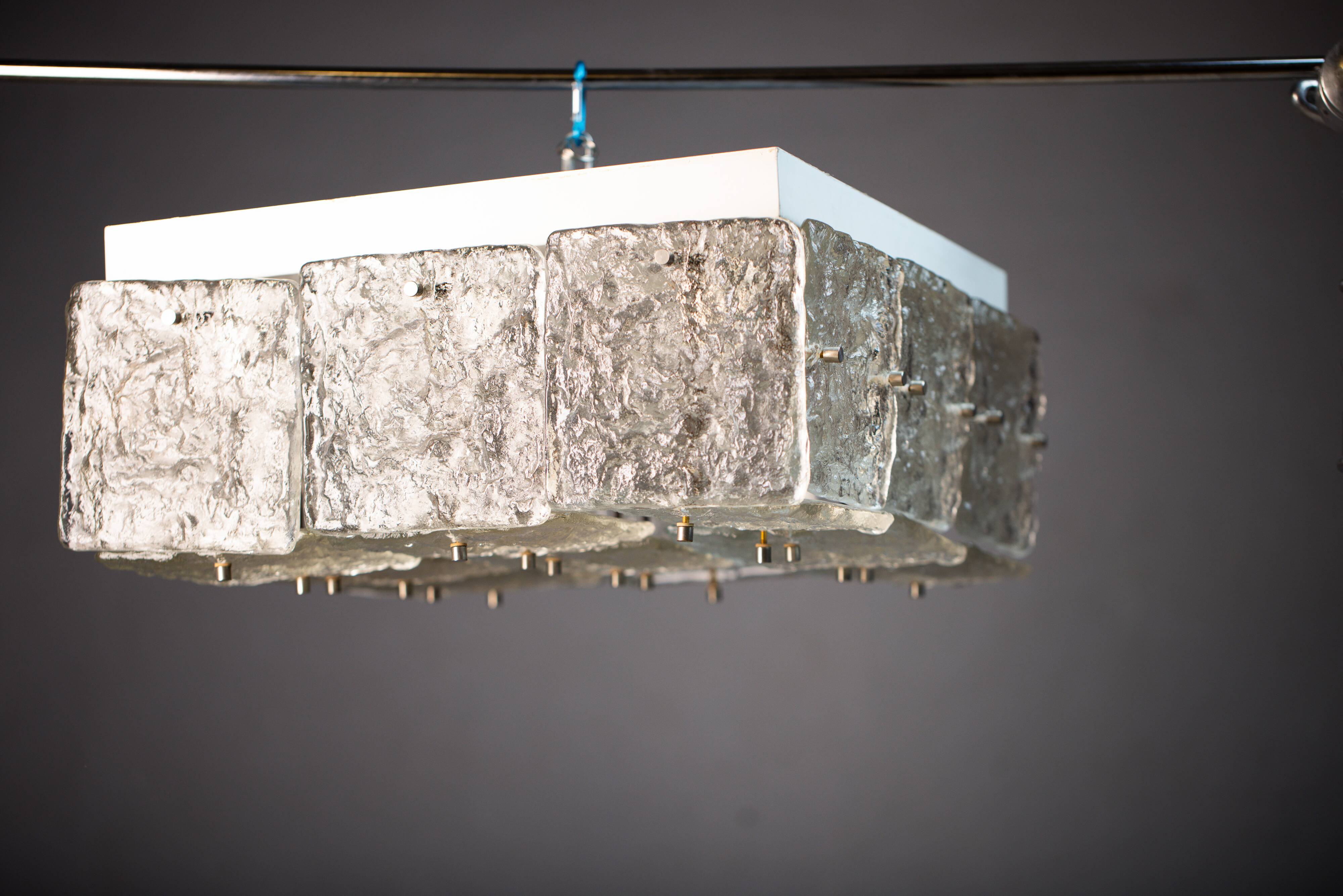 Large Vintage J.T. Kalmar Glass Flush Mount - 1960s Austrian Ceiling Light