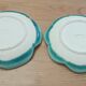 Pair of vintage turquoise flower bowls LBMDJ – 60s/70s