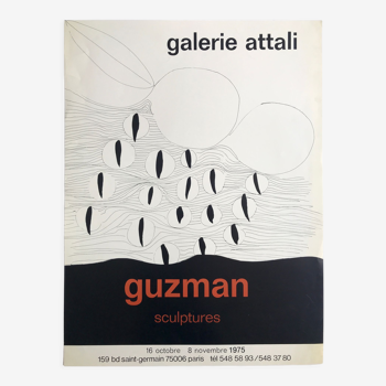 Original silkscreen poster by alberto guzman, galerie attali, 1975