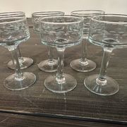 6 sorbet cups on foot - Engraved Crystal Rice Grains H 11.5 cm
