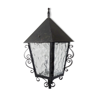 Iron and glass hanging lamp