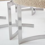 Paul Legeard set de 12 chaises en inox et laine bouclée 1970