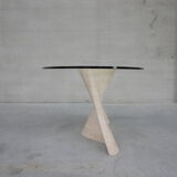 Travertine and glass dining table