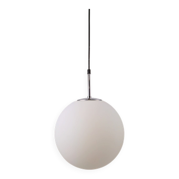 Sphere Pendant in White Satin Opal Glass from Glashütte Limburg, 1970