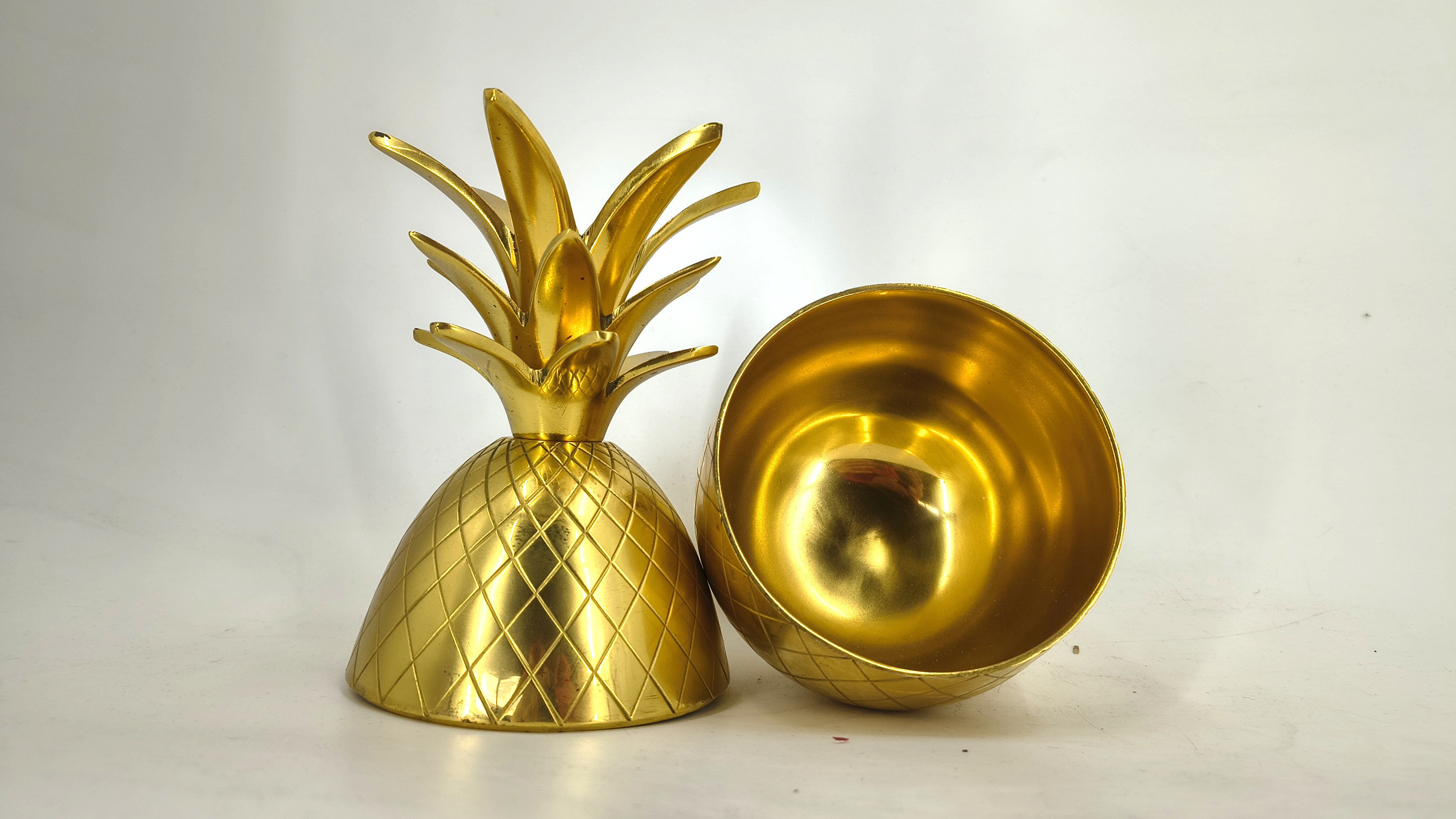 Vintage brass pineapple ice bucket, 1970s