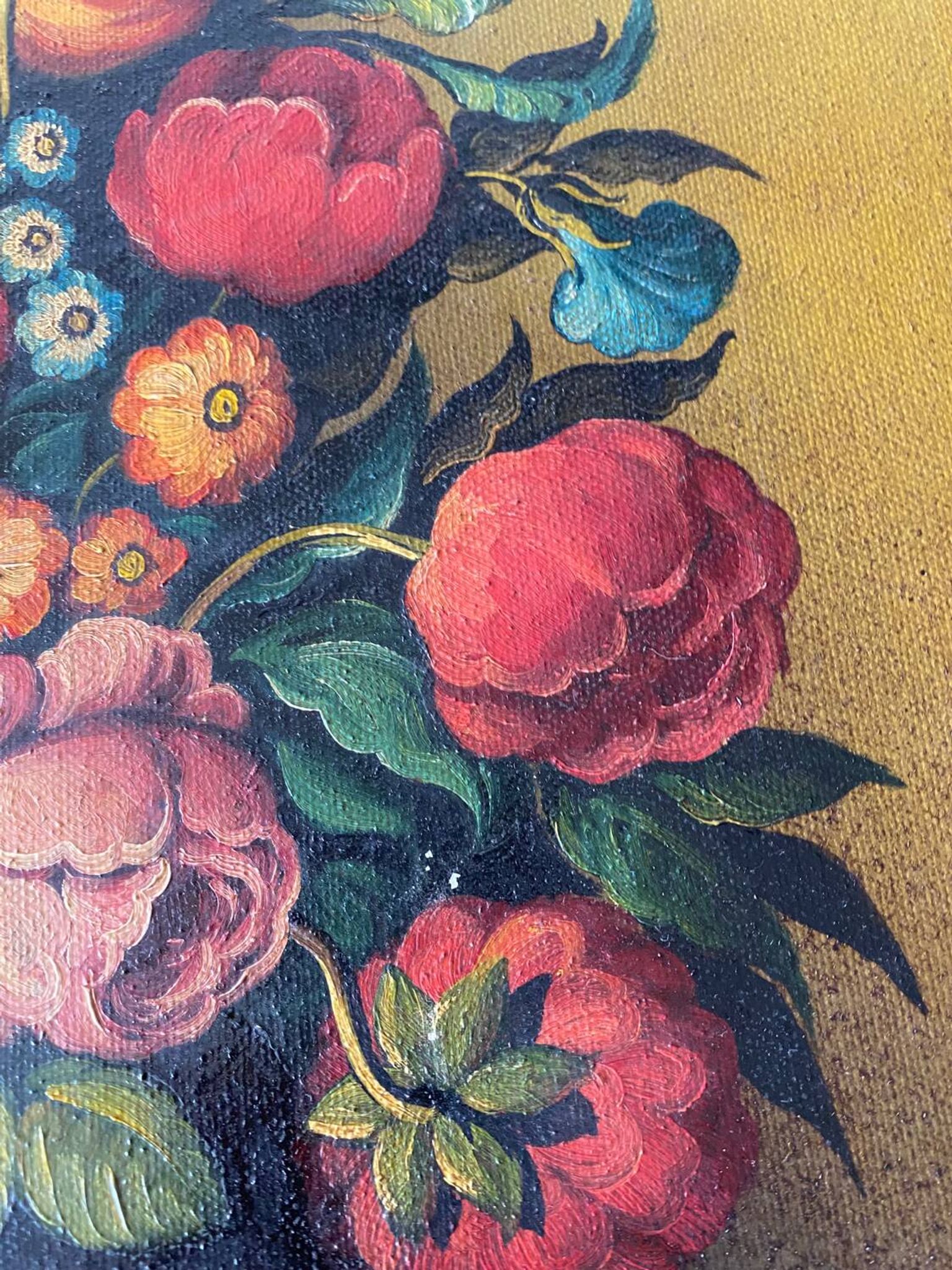 Oil on canvas bouquet of flowers signed Anceschi