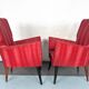 Mid-century modern pair of red armchairs. italy 1950s
