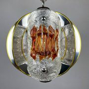 Amber mid-century chrome chandelier by Toni Zuccheri for Veart, Italy, 1970s.