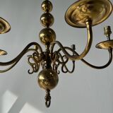 Small golden Dutch chandelier with 6 arms of light