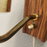 Wall light in rosewood with bobble glass ball shade.