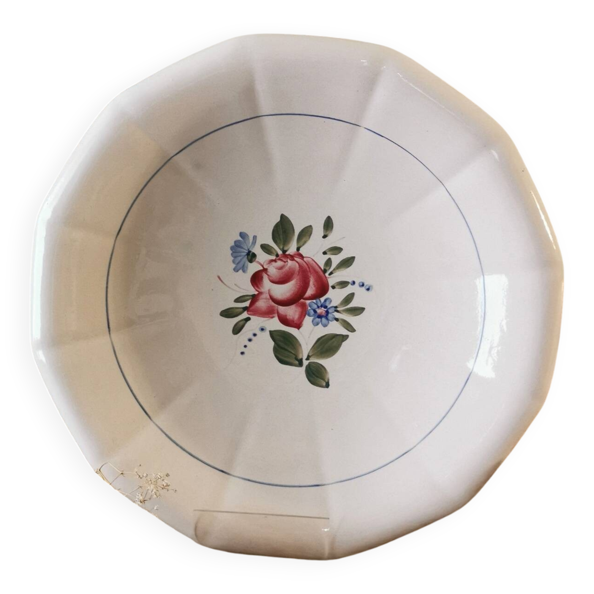 Plat rond Digoin Sarreguemines rose 24 cm