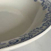 Large round salad bowl, antique blue St-Amandinoise ironstone plate.