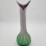 Murano glass vase "Jack in the Pulpit" green and purple