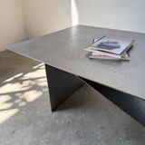 Handcrafted metal coffee table from the 1970s
