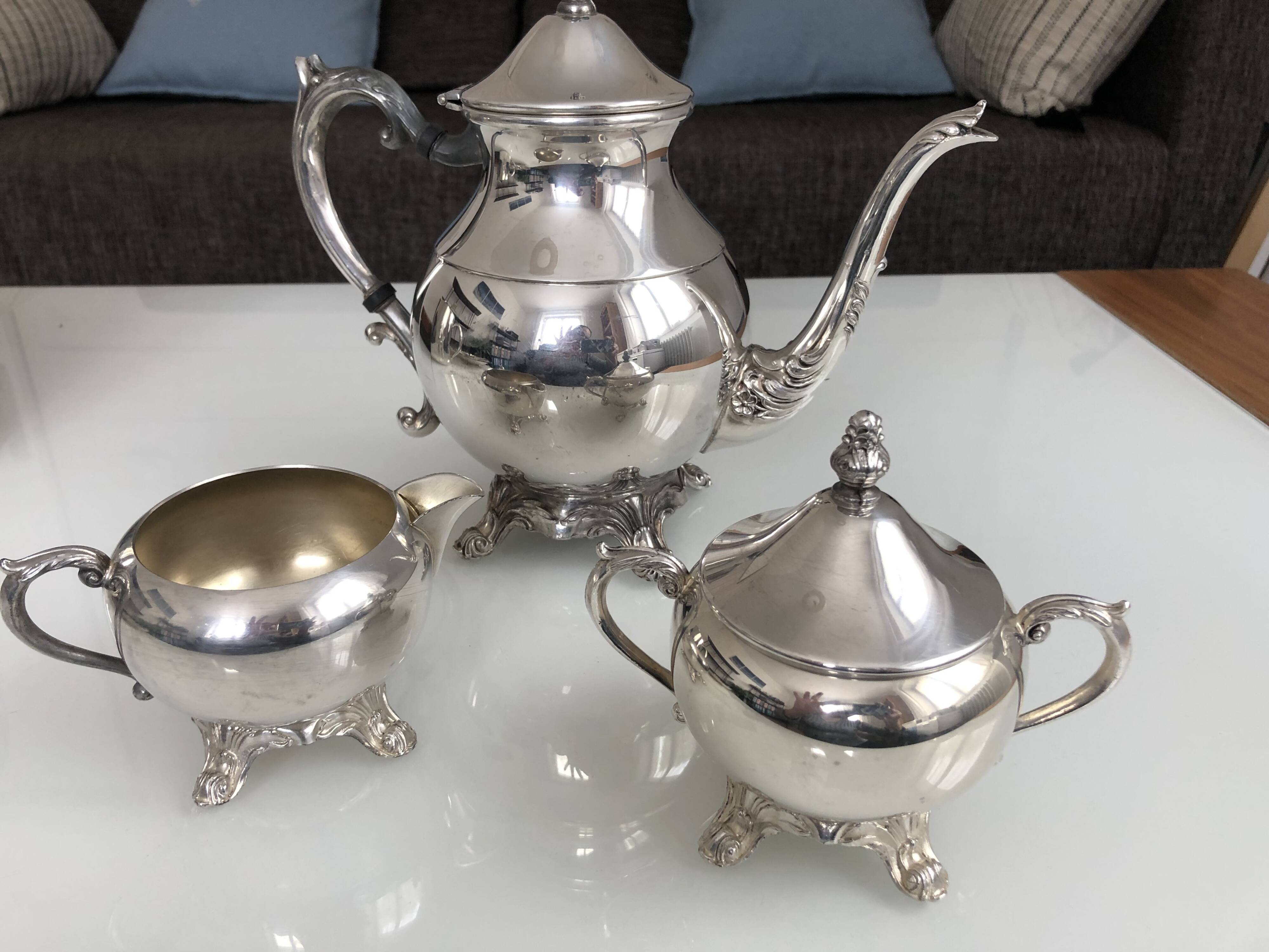 Antique silverware tea or coffee service signed fbrodgers and numbered