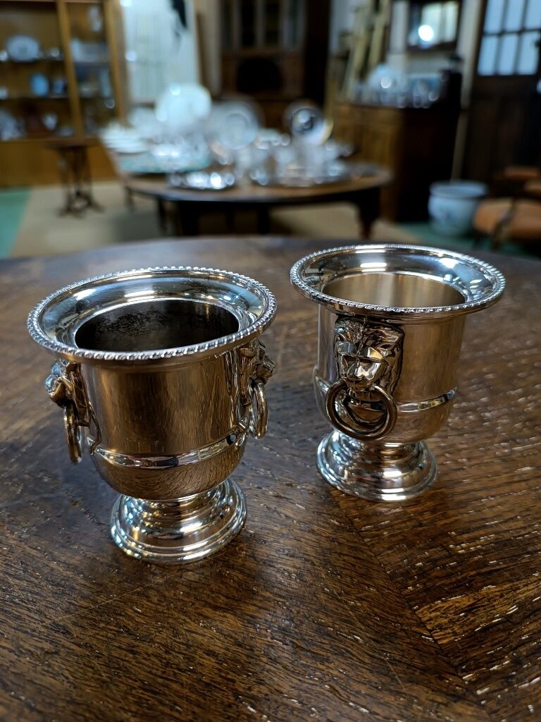 Pair of Medici shells in silver metal