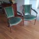 pair of Directoire armchairs in walnut, early 19th century, green velvet