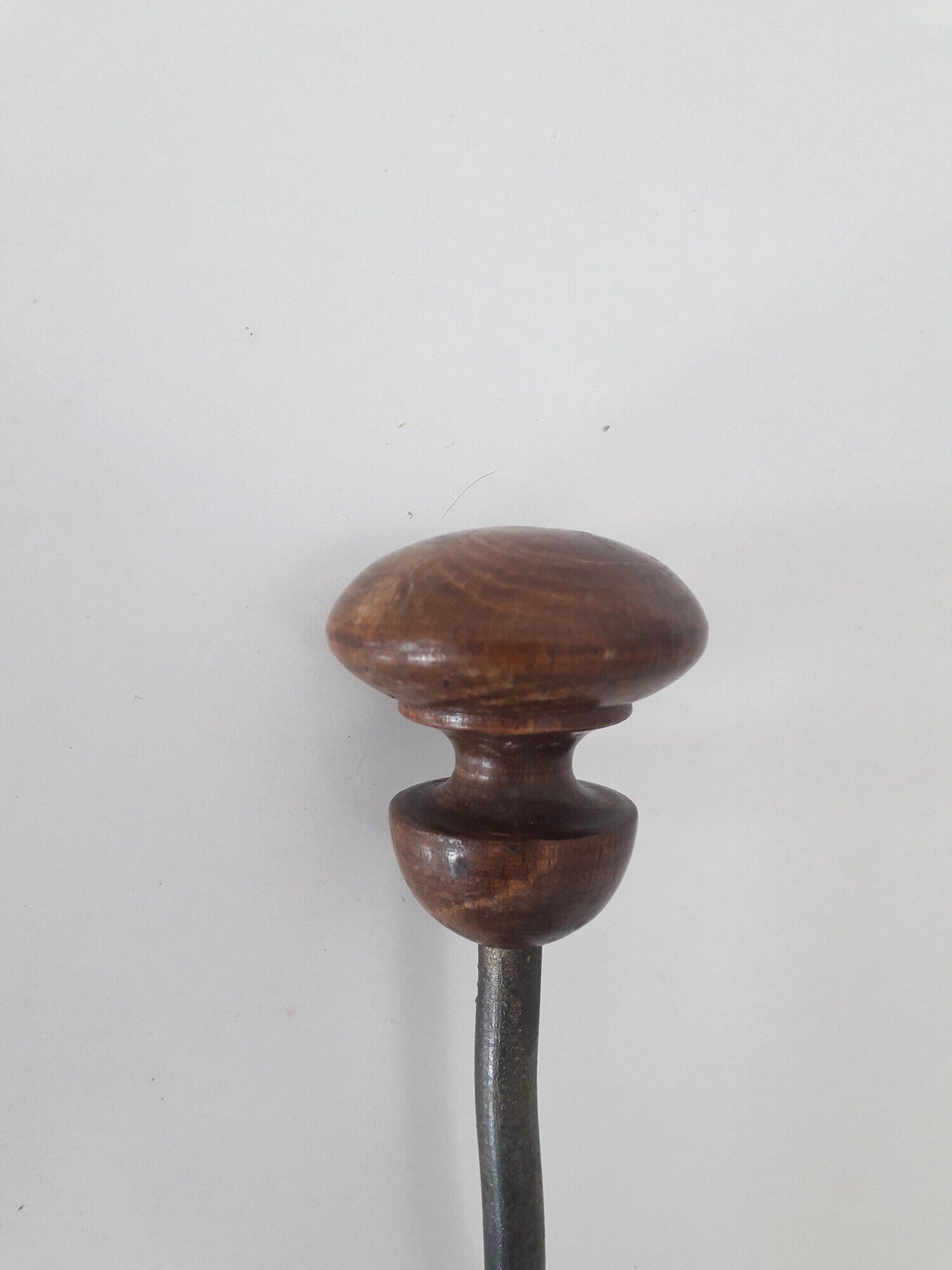 Old hook - wall coat rack - wood and metal - 1940