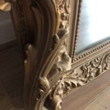 Miroir doré à fronton XIXème, 86x136
