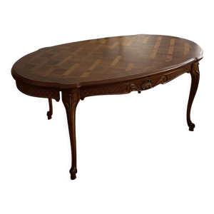 Table à manger en bois ovale extensible