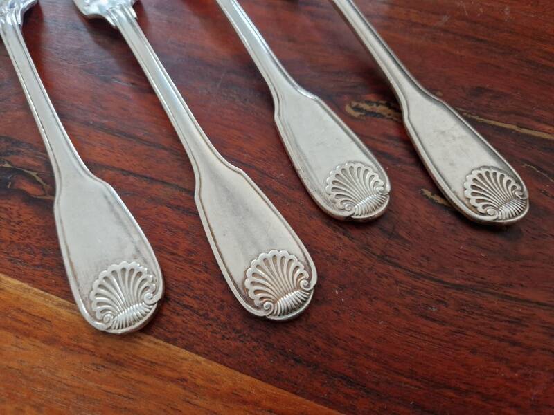 Christofle, Paris - Set of 4 dessert forks - Vendôme model (Louis XIV style) - in metal