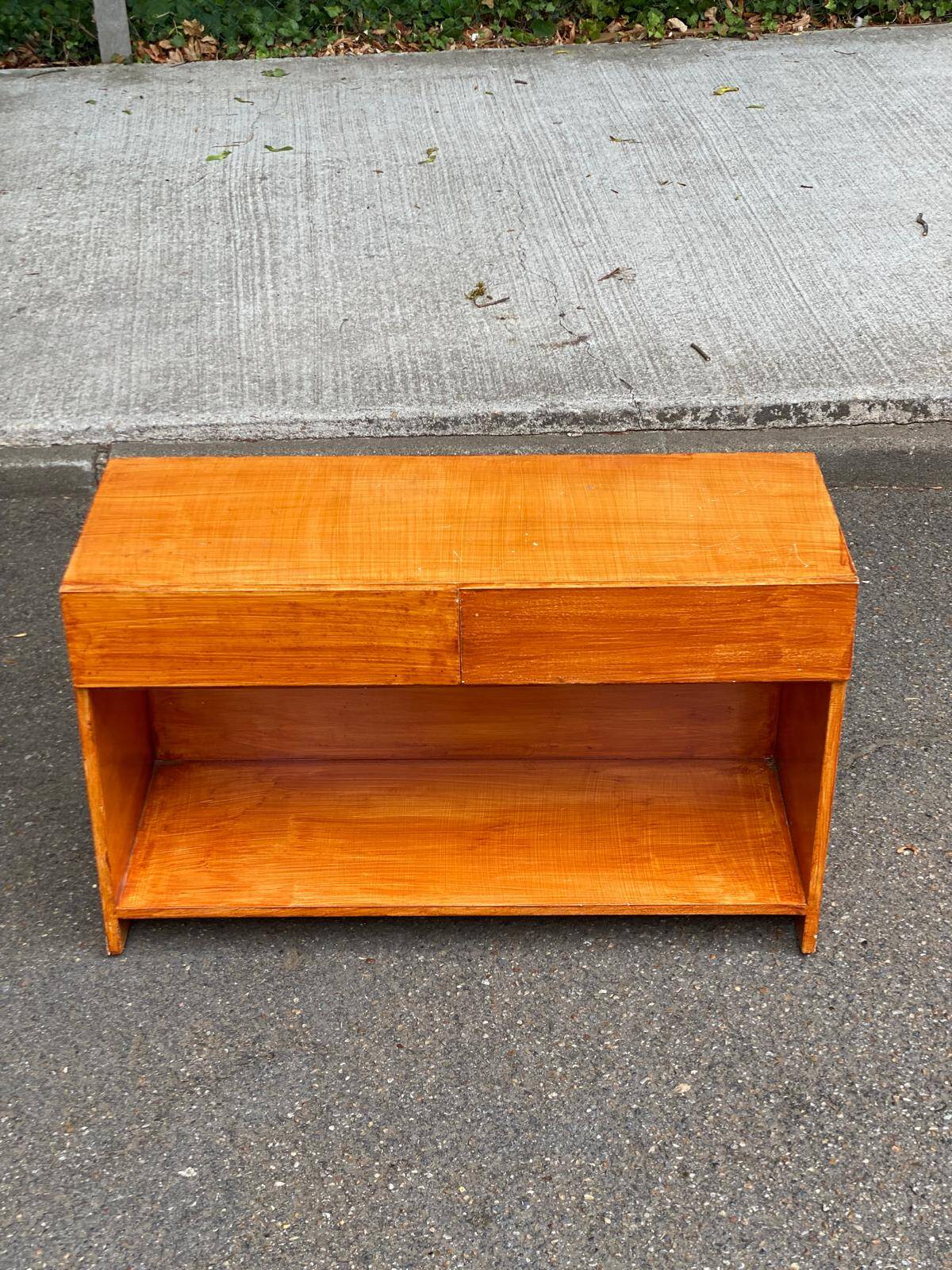 Vintage Low TV Unit Console with 2 Drawers and Niche in Scandinavian Style