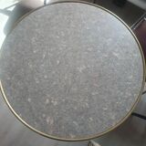 Genuine round bistro table, cast iron legs, brass rim