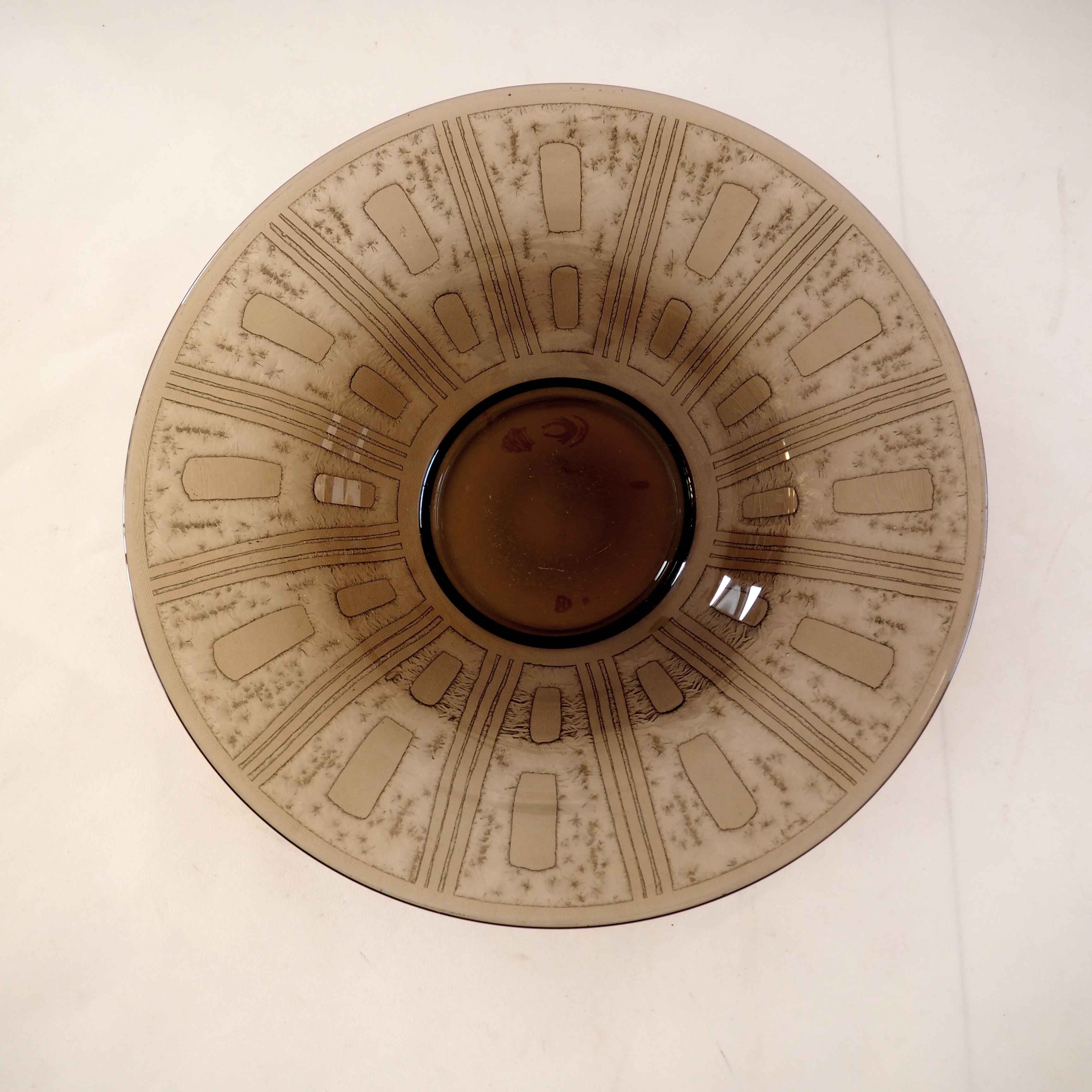 Verror dish engraved smoked glass