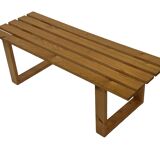 Vintage Scandinavian modern pinewood slatted bench from the 1960's