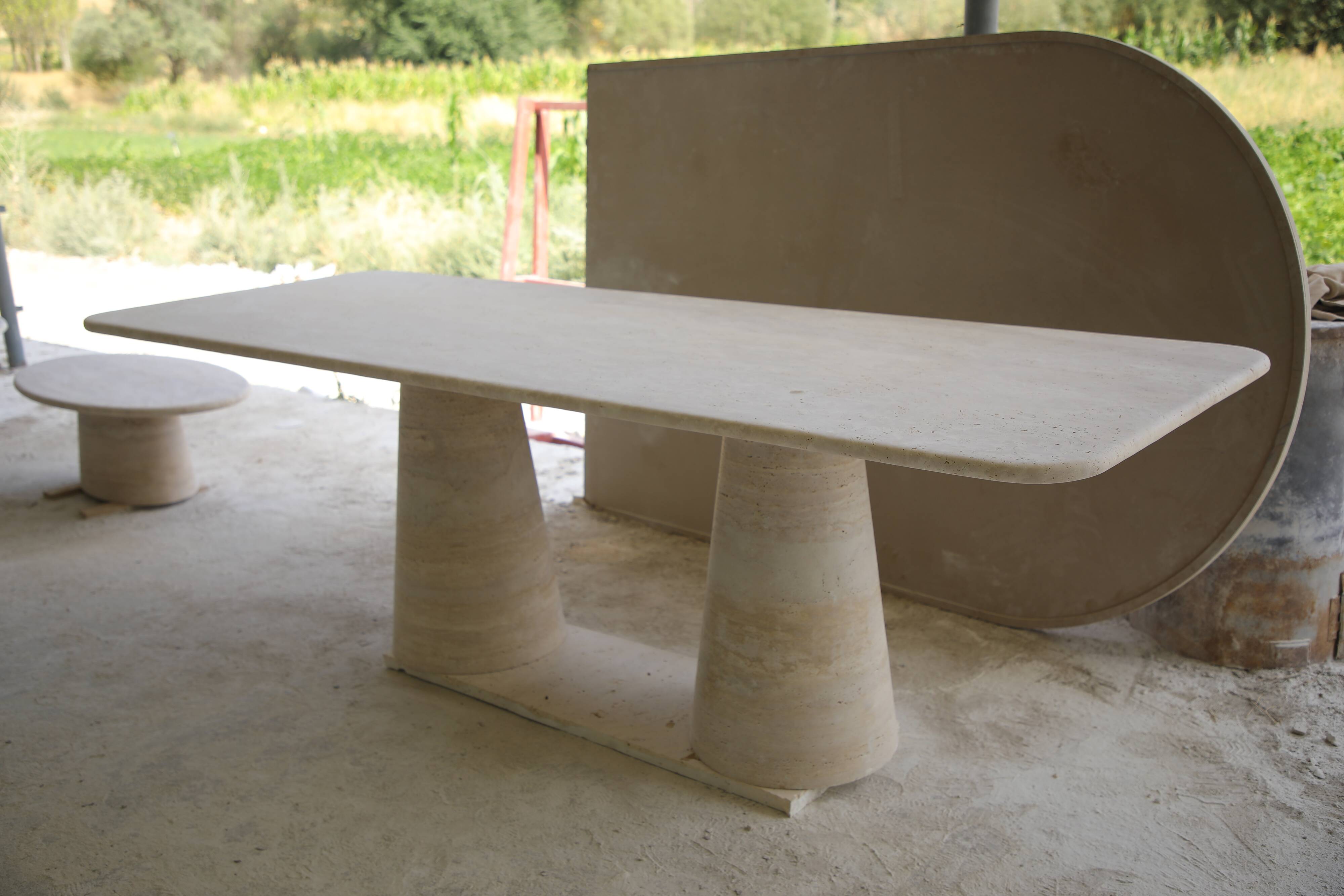 Angelo Travertine rectangle dining table