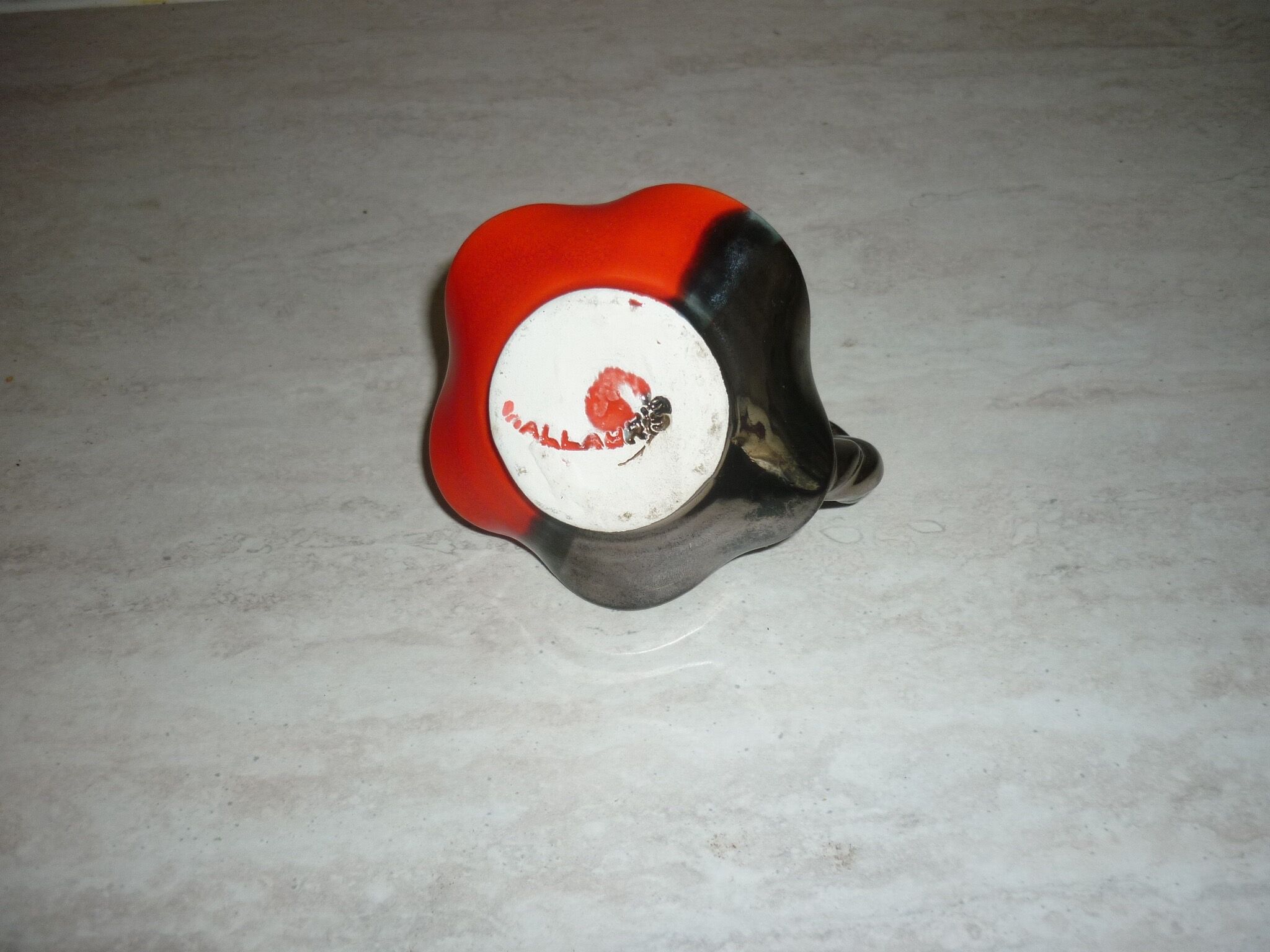 Red and black Vallauris candle holder