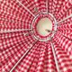 Lampshade in furrowed gingham red fabric and trimmings
