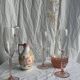 Set of 3 vintage pink champagne flutes H22