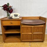 Mid-century retro vintage teak telephone seat by Nathan 1960–1970