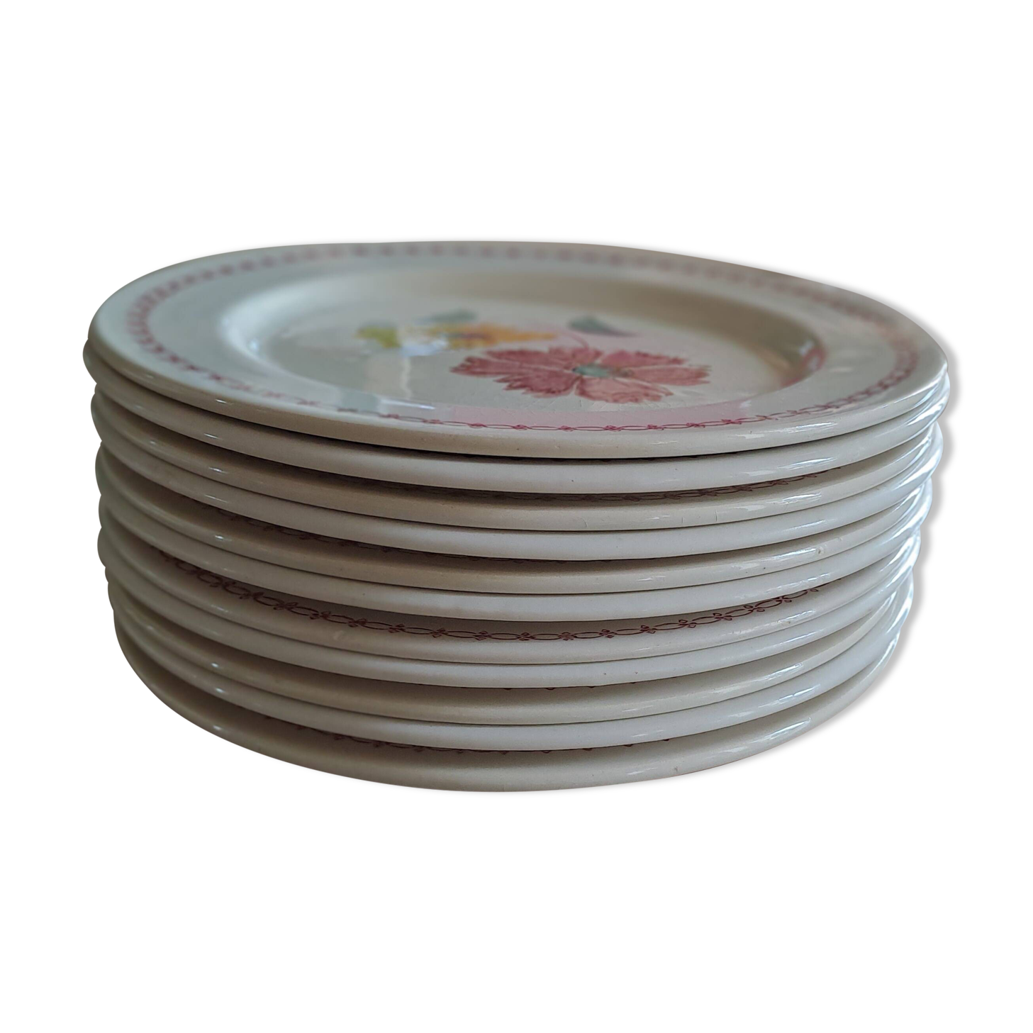 13 antique DDP France plates, 1950s-60s