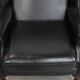 Black cowhide leather Chesterfield wingback chair in English style