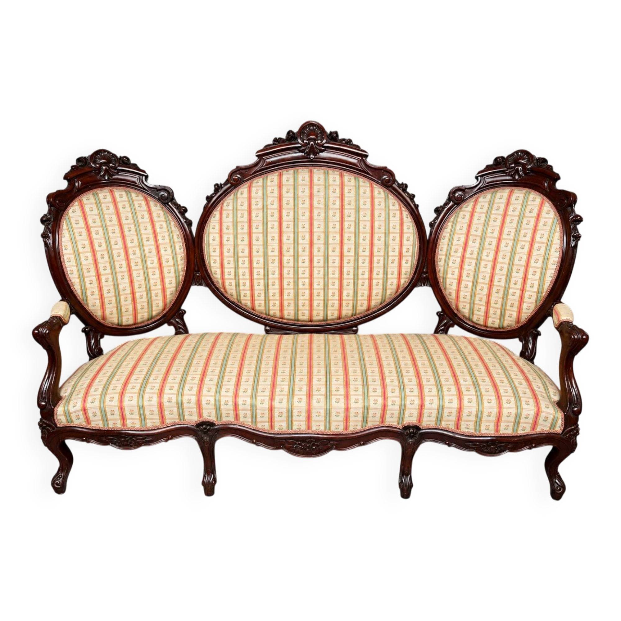 Antique baroque canapé. Mahogany, carved.