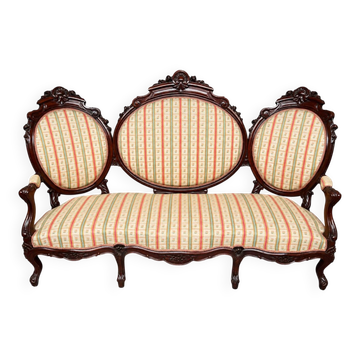 Canapé baroque antique. Acajou, sculpté.