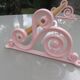 Old towel rack art deco in pink enamelled cast iron