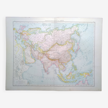 A geographical map from the Richard Andrees atlas year 1887 Asia Ubersichtskarte Asien