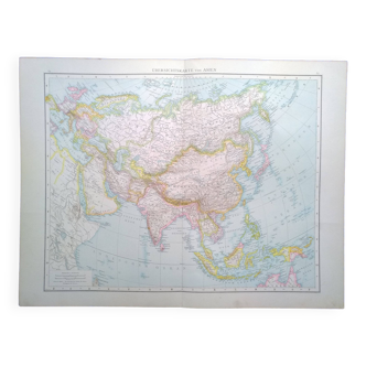 Une carte géographique issue atlas Richard Andrees année 1887 Asie  Ubersichtskarte  Asien
