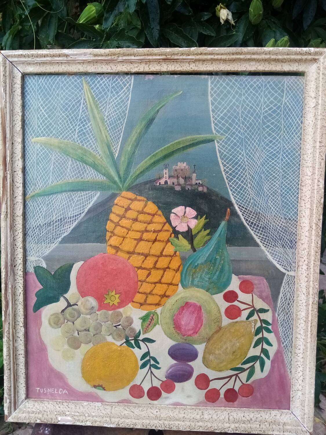 Oil painting on masonite Tusnelda Sanders