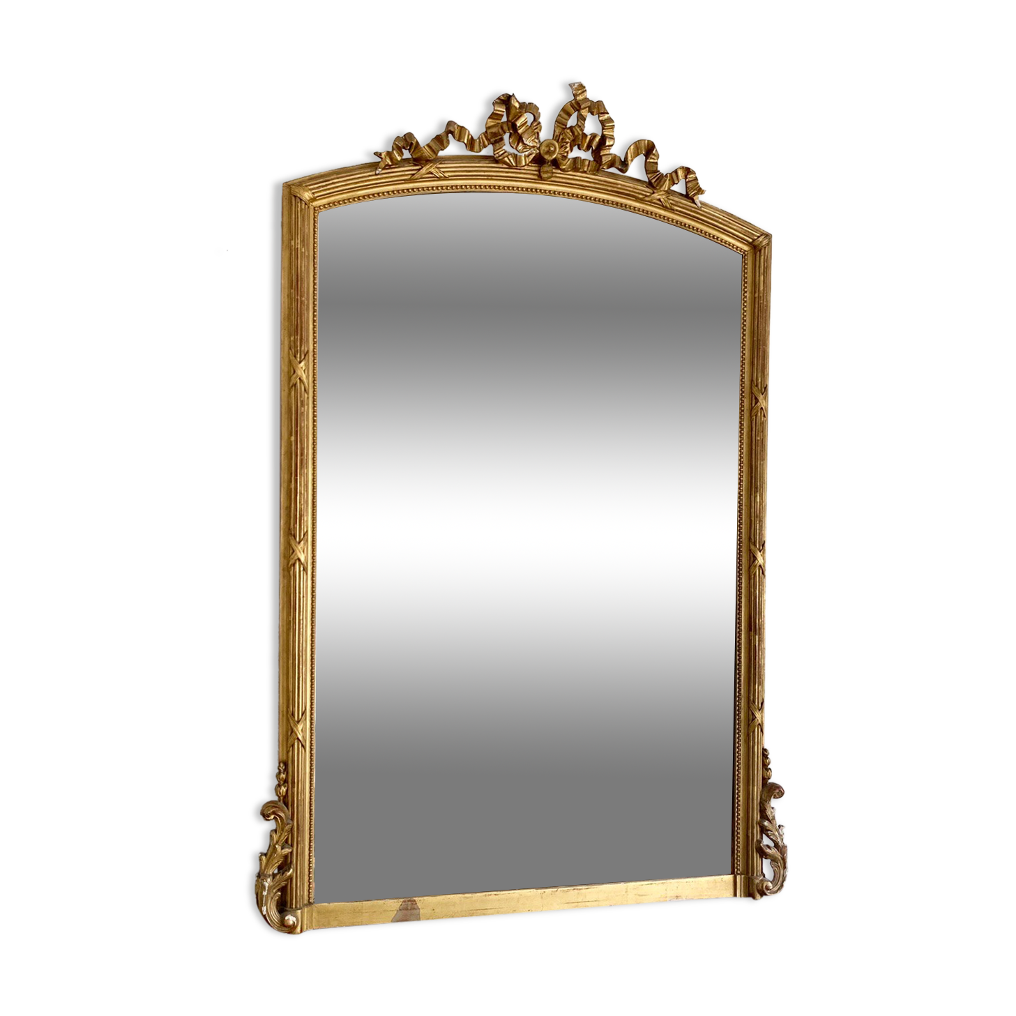 Louis XVI mirror, 19th century, gilded with sheet 136x88cm